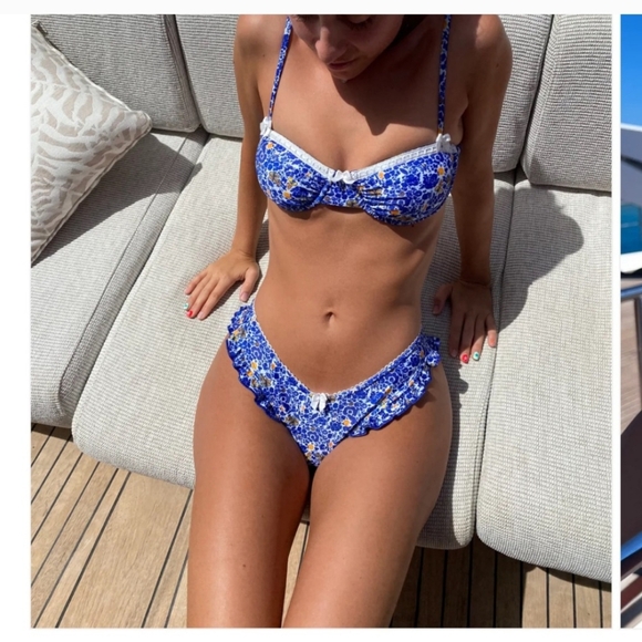 Strawberry Milk Mob Mykonos Bikini Bottom Blue L NWT - Picture 1 of 6